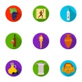 Greece set icons in flat style. Big collection of Greece vector symbol stock illustration