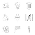 Greece set icons in outline style. Big collection of Greece vector symbol stock illustration