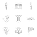 Greece set icons in outline style. Big collection of Greece vector symbol stock illustration