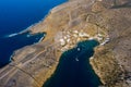 Greece in summer time aerial view  ,sailing to Aegean sea with catamaran charter boat Royalty Free Stock Photo