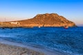 Greece summertime: Paralia Agia Anna Beach in island of Mykonos. Royalty Free Stock Photo