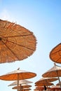 Greece, sunny umbrellas Royalty Free Stock Photo