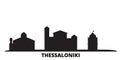 Greece, Thessaloniki city skyline isolated vector illustration. Greece, Thessaloniki travel black cityscape