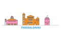 Greece, Thessaloniki line cityscape, flat vector. Travel city landmark, oultine illustration, line world icons