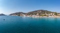 Greece, Tolo near Nafplio, Argorida, Peloponnese. Aerial drone panoramic view of village, sea. Space Royalty Free Stock Photo