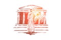 Greece, travel, temple, building, column concept. Hand drawn isolated vector.