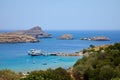 Greece trip in summer, beautiful bay near Lindos city of Rhodes