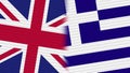 Greece and United Kingdom Flags Together Fabric Texture