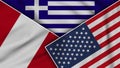 Greece United States of America Peru Flags Together Fabric Texture Illustration