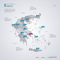 Greece vector map with infographic elements, pointer marks Royalty Free Stock Photo