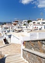 Greek traditional white houses in the village of Asklipio on Rhodes Island at sunny day Royalty Free Stock Photo