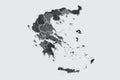 Greece watercolor map vector illustration of black color with border lines of different regions or provinces on light background
