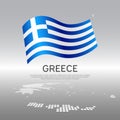 Greece wavy flag and mosaic map on light background. Creative background for the national austrian poster. Vector design. Business Royalty Free Stock Photo