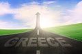 Greece word on road with arrow upward