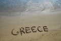 Greece written in the Sand Royalty Free Stock Photo