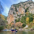 Rafting along Vikos Gorge in Pindus Mountains in Greece
