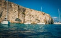 Greece, Zakynthos, August 2016. Rocks, caves and blue water