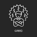 Greed chalk white icon on black background