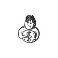 Greed feeling icon. Outline sketch drawing Royalty Free Stock Photo