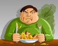 Greed - Gluttony - Man Overeating Royalty Free Stock Photo