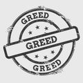 Greed rubber stamp isolated on white background.