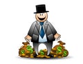 Greedy Banker With Money Grinning Royalty Free Stock Photo