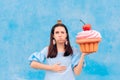 Birthday Woman Eating Cupcake Feeling Sick