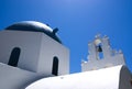 Greeece, the island of Donoussa. The bell tower of a church.