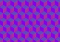 Greeen, yellow and violet geometric cube pattern design Triad color design