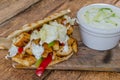 Greeg gyros with tzatziki Royalty Free Stock Photo