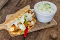 Greeg gyros with tzatziki Royalty Free Stock Photo