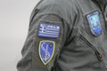 Greek Air Force symbols on a soldier uniform
