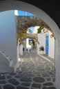 Greek alley. Paros island, Greece.