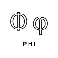 Phi Greek alphabet design trendy Royalty Free Stock Photo