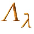 Greek alphabet wooden texture, Lamda Royalty Free Stock Photo