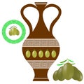 Greek Amphora . Olives Icon on White Background