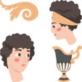 Greek antique people portraits. Travel or vacation concept. Greek traditional heritage.