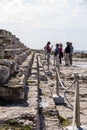 Tourists and visitors of The Porch of the Caryatids at Acropolis of Athens