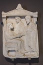 Greek attic funerary stele with farewell scene