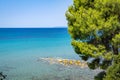 Greek azure coast Royalty Free Stock Photo