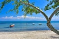 Greek beach on the island of Corfu in the mediterranean