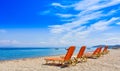 Greek beach on the island of Corfu in the mediterranean