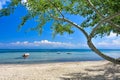 Greek beach on the island of Corfu in the mediterranean