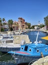 Greek boats moored in Mikrolimano port of Piraeus. Attica, Greece. Royalty Free Stock Photo