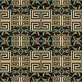 Greek borders seamless pattern. Abstract folkloric background. Vector ethnic tribal style backdrop. Repeat colorful ornament. Royalty Free Stock Photo