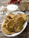 Greek breaded eggplant slices Royalty Free Stock Photo