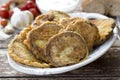Greek breaded eggplant slices Royalty Free Stock Photo