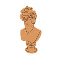 Greek bust sculpture of abstract goddess drawn in modern style. Antique face statue of Ancient Greece. Classic artwork