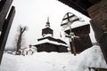 The Greek Catholic wooden church in Rusky Potok, Slovakia Royalty Free Stock Photo