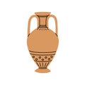 Greek ceramic amphora. Antique clay wine vase of Ancient Greece. Old historical vessel. Classic earthenware crockery Royalty Free Stock Photo